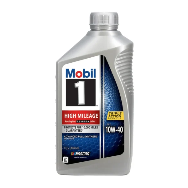 Mobil 1 High Mileage 10w-40 Advanced Full Synthetic Motor Oil ,  1-Qt , 6-pk
